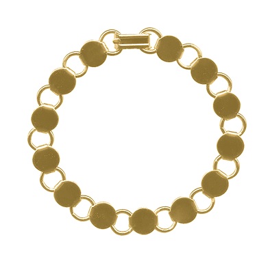 Gold Round Blank Chain Bracelet - Click Image to Close